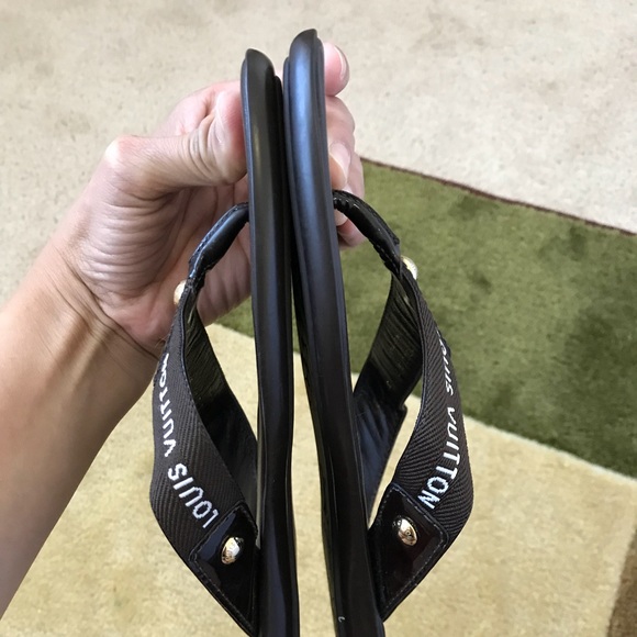 💯 Authentic Louis Vuitton flip flop thongs brown - Picture 7 of 8